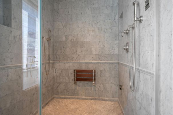 Bathroom, Glass Shower, Interior, Marble Walls