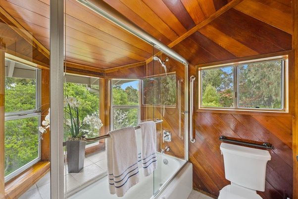 Bathroom, Glass Shower, Interior, Wooden Beams, Wooden Ceilings, Wooden Walls