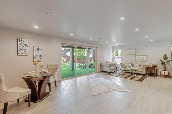 Interior, Living room, Recessed Lighting, Wood Texture Flooring