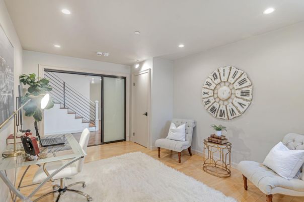 Home Office, Interior, Recessed Lighting, Wood Texture Flooring