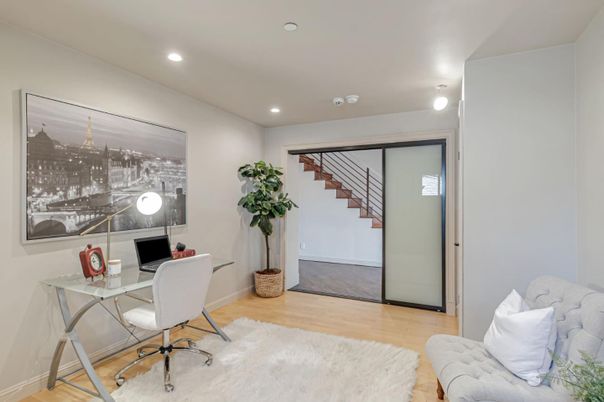 Home Office, Interior, Recessed Lighting, Wood Texture Flooring