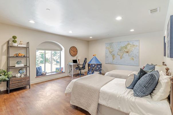Bedroom, Home Office, Interior, Recessed Lighting, Wood Texture Flooring