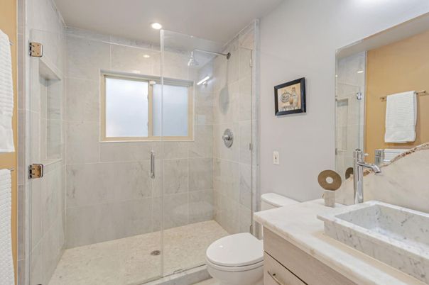 Bathroom, Glass Shower, Interior, Recessed Lighting