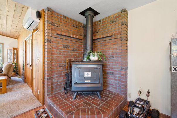 Fireplace, Interior, Stone Walls, Wood Texture Flooring