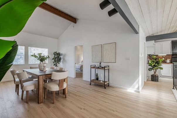 Dining room, Interior, Wooden Beams, Wood Texture Flooring