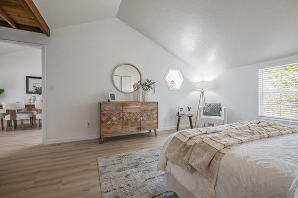 Bedroom, Interior, Wooden Beams, Wood Texture Flooring