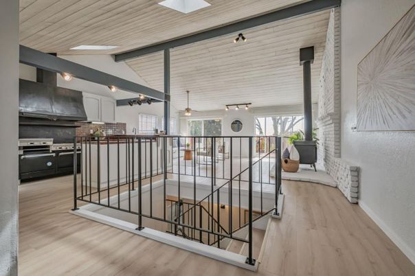 Interior, Kitchen, Pendant Lights, Stainless Steel Appliances, Wood Texture Flooring