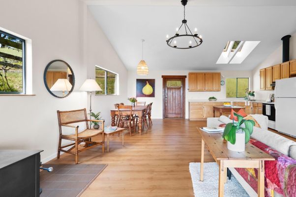 Dining room, Interior, Kitchen, Pendant Lights, Wood Texture Flooring
