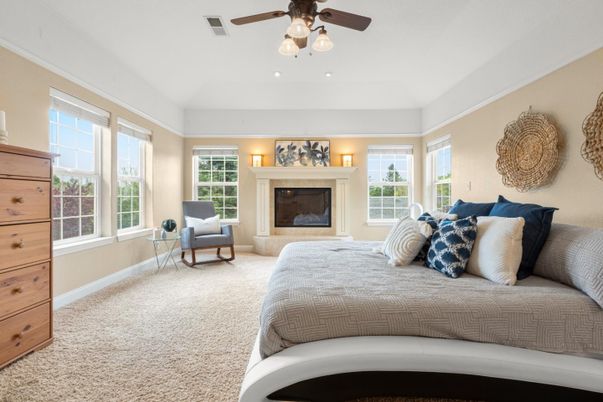 Bedroom, Fireplace, Interior, Recessed Lighting