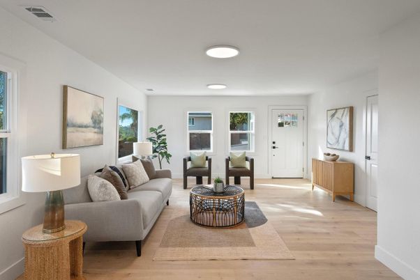 Interior, Living room, Recessed Lighting, Wood Texture Flooring