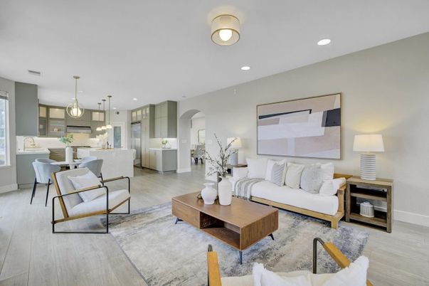 Dining room, Interior, Kitchen, Living room, Pendant Lights, Recessed Lighting, Wood Texture Flooring