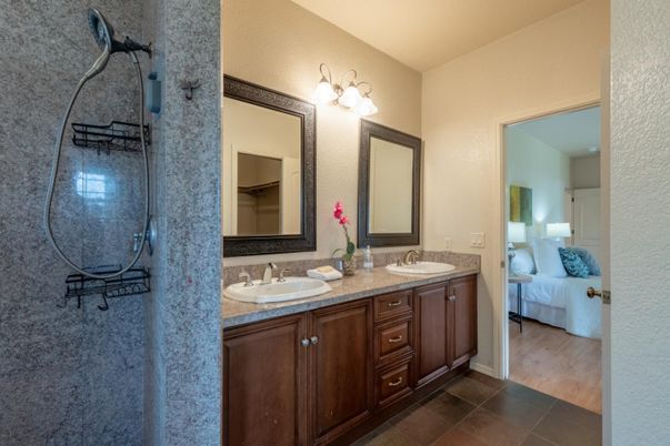 Bathroom, Bedroom, Dual Sink Vanities, Interior, Wood Texture Flooring