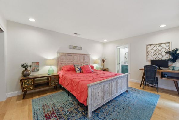 Bedroom, Home Office, Interior, Recessed Lighting, Wood Texture Flooring