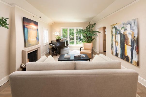 Fireplace, Interior, Living room, Piano, Wood Texture Flooring