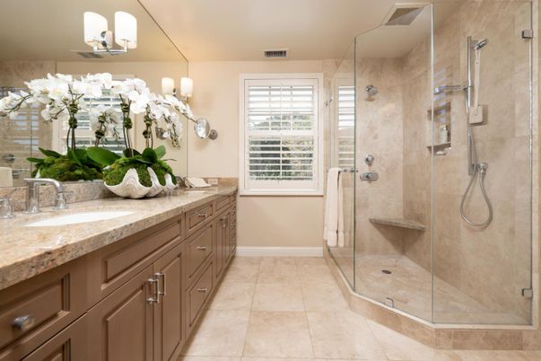 Bathroom, Dual Sink Vanities, Glass Shower, Interior