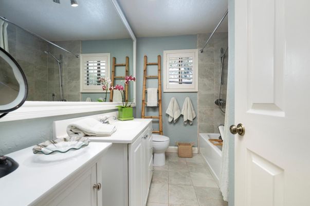 Bathroom, Glass Shower, Interior, Recessed Lighting