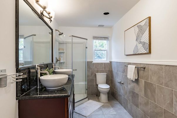 Bathroom, Dual Sink Vanities, Glass Shower, Interior