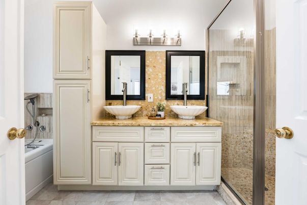 Bathroom, Dual Sink Vanities, Glass Shower, Interior