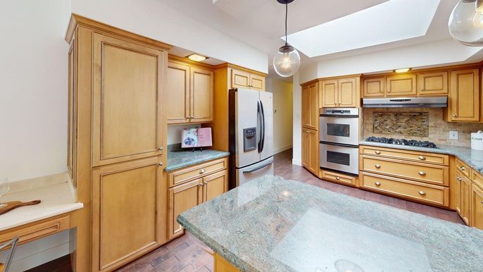 Interior, Kitchen, Pendant Lights, Stainless Steel Appliances, Wood Texture Flooring