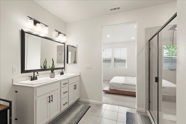 Bathroom, Bedroom, Dual Sink Vanities, Glass Shower, Interior, Recessed Lighting