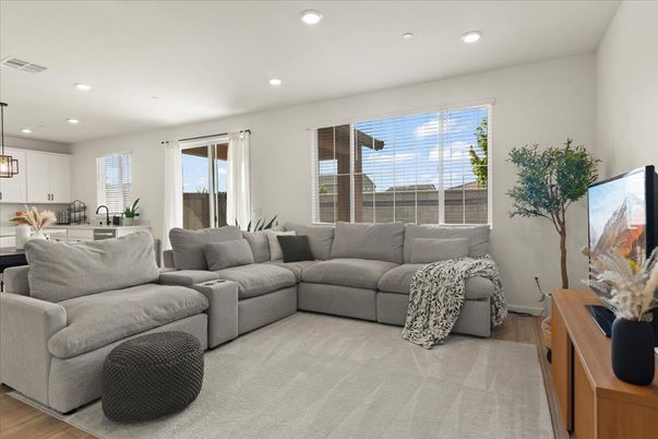 Interior, Living room, Pendant Lights, Recessed Lighting, Wood Texture Flooring