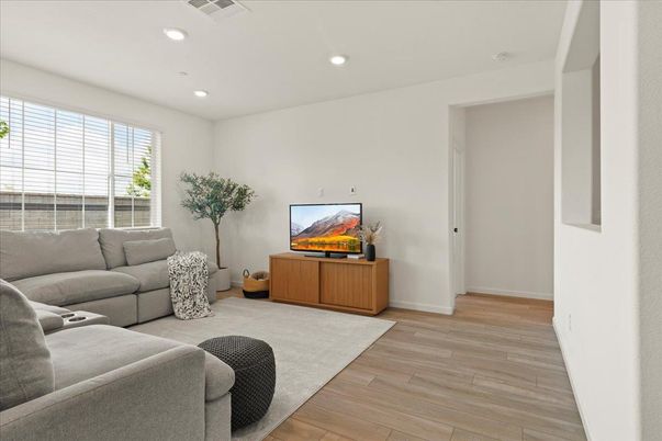 Interior, Living room, Recessed Lighting, Wood Texture Flooring