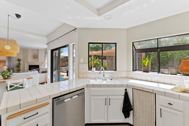 Interior, Kitchen, Pendant Lights, Recessed Lighting, Stainless Steel Appliances, Tile Countertops