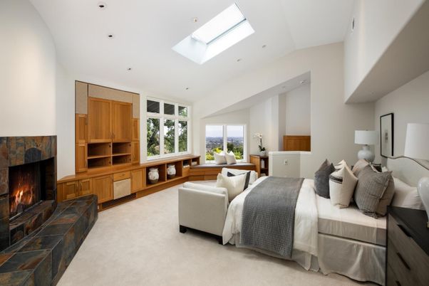 Bedroom, Fireplace, Interior, Recessed Lighting
