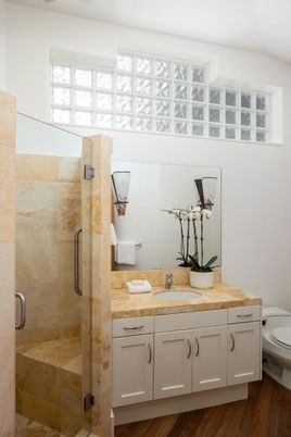 Bathroom, Glass Shower, Interior, Wood Texture Flooring