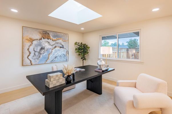 Home Office, Interior, Recessed Lighting, Wood Texture Flooring