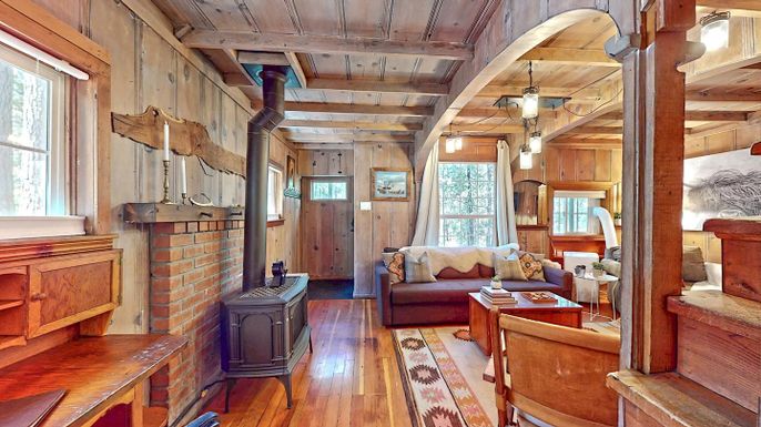 Fireplace, Interior, Living room, Stone Walls, Wooden Beams, Wooden Ceilings, Wood Texture Flooring, Wooden Walls