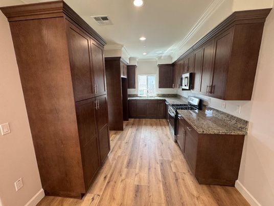 Interior, Kitchen, Recessed Lighting, Wood Texture Flooring