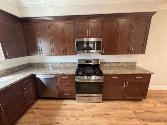 Interior, Kitchen, Stainless Steel Appliances, Wood Texture Flooring