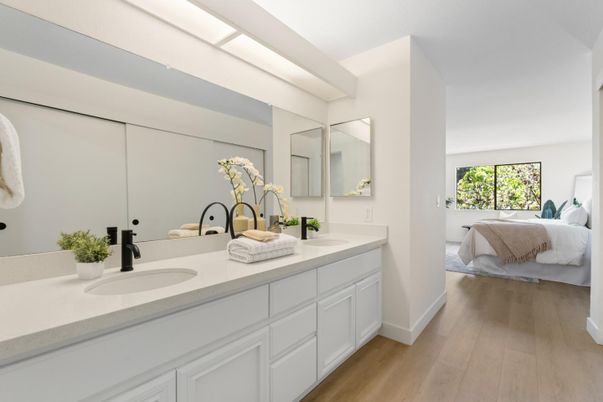 Bathroom, Bedroom, Dual Sink Vanities, Interior, Wood Texture Flooring