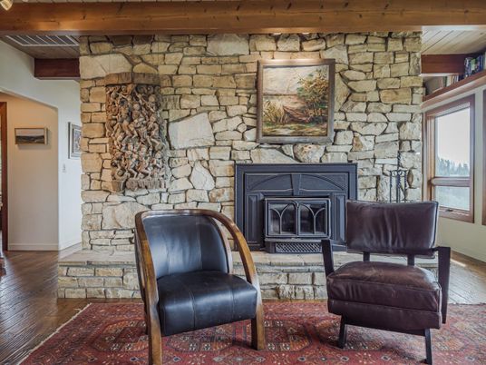 Fireplace, Interior, Stone Walls, Wooden Beams, Wood Texture Flooring