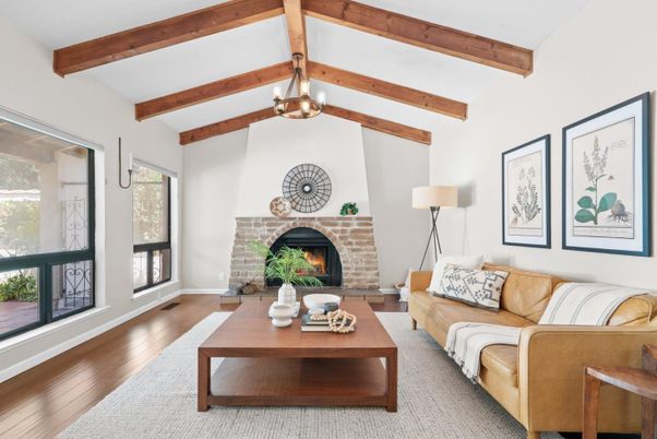 Fireplace, Interior, Living room, Wooden Beams, Wood Texture Flooring