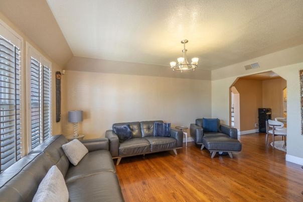 Chandelier, Interior, Living room, Wood Texture Flooring