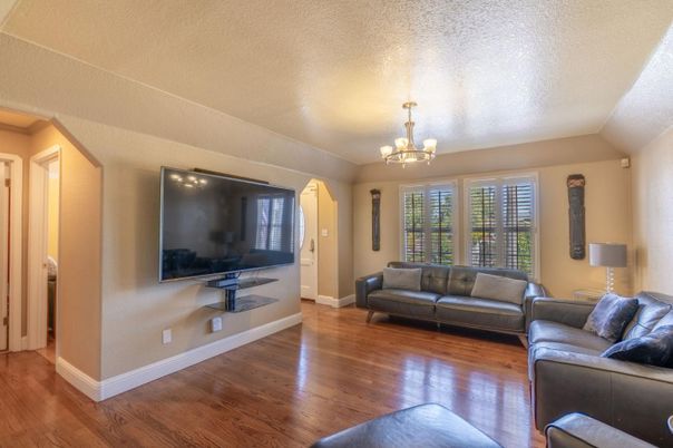 Chandelier, Interior, Living room, Wood Texture Flooring