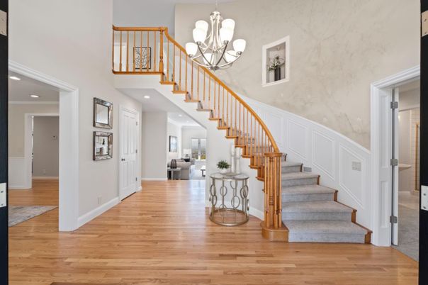 Chandelier, Interior, Recessed Lighting, Wood Texture Flooring