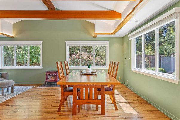 Dining room, Interior, Wooden Beams, Wood Texture Flooring