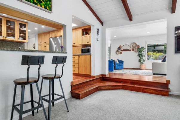 Interior, Kitchen, Recessed Lighting, Stainless Steel Appliances, Wooden Beams