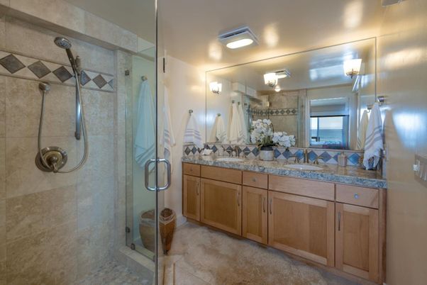 Bathroom, Dual Sink Vanities, Glass Shower, Interior