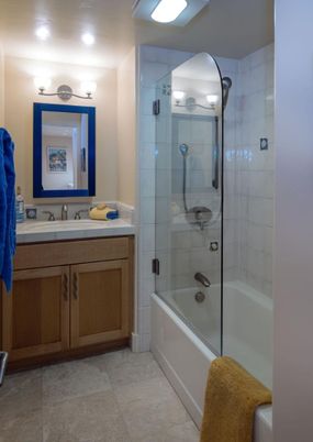 Bathroom, Glass Shower, Interior, Recessed Lighting