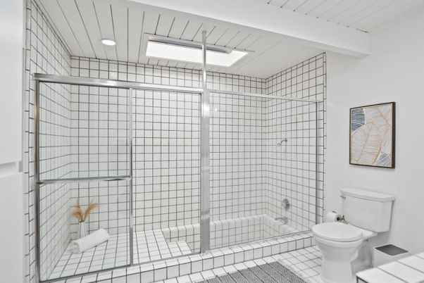 Bathroom, Glass Shower, Interior, Recessed Lighting