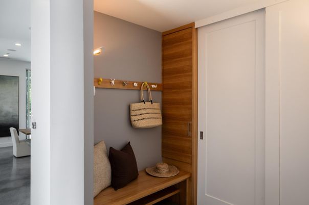 Bathroom, Interior, Recessed Lighting, Wooden Walls
