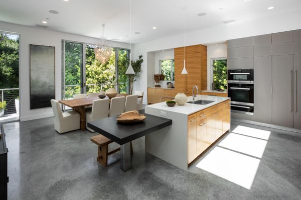 Dining room, Interior, Kitchen, Pendant Lights, Recessed Lighting, Stainless Steel Appliances
