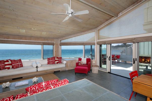 Fireplace, Interior, Living room, Water, Wooden Ceilings, Wooden Walls