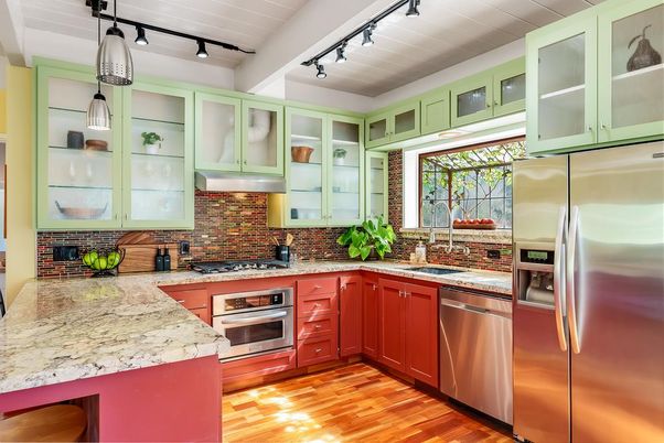 Interior, Kitchen, Stainless Steel Appliances, Wood Texture Flooring