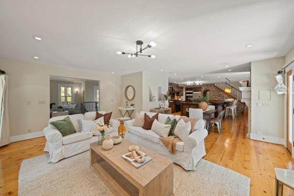 Dining room, Interior, Kitchen, Living room, Pendant Lights, Recessed Lighting, Wood Texture Flooring