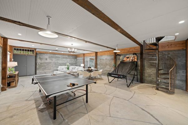 Game Room, Interior, Recessed Lighting, Stone Walls